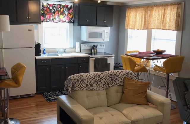 Cozy apartment overlooking the night lights of Augusta. Small but big on comfort