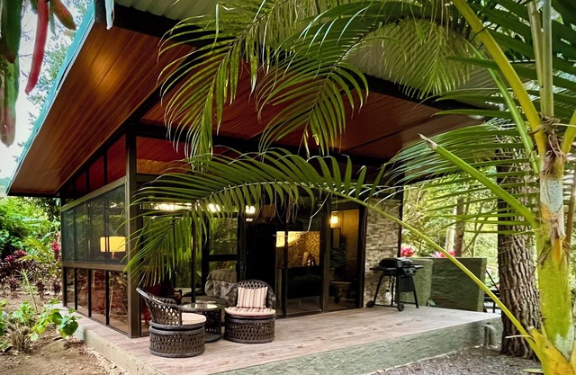 Crystal Slow-Cabin secluded in the Rainforest along a mountain stream