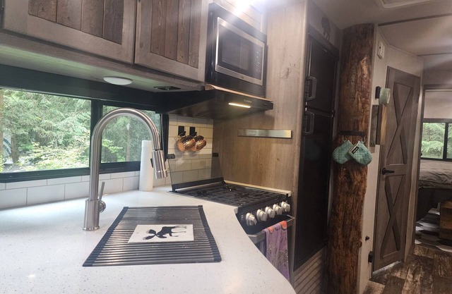 CURE TO "WANDERLUST" IN THIS 38' TRAVEL TRAILER JUST ADD YOUR FAV CAMP SPOT!