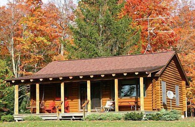 CUTE LOG CABIN WITH SHARED FRONTAGE ON TORCH LAKE