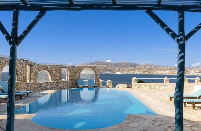 Cycladic Style Villa with 2 Guest Suites, Private Pool & Stunning Sea Views Towards Mykonos Port!