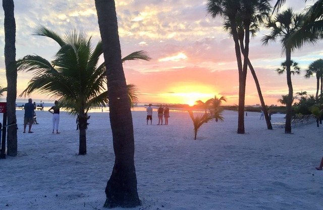 Dazzling White Sandy Beach on Gulf with Clear Blue Water in a Tropical Paradise