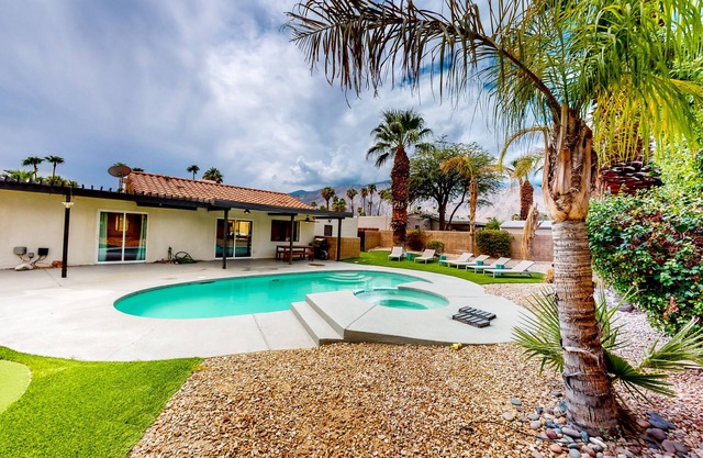 Dog-friendly desert dream with a private pool, pool spa, & putting green