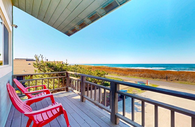 Dog-friendly, oceanfront studio w/decks & kitchenette - steps to the beach