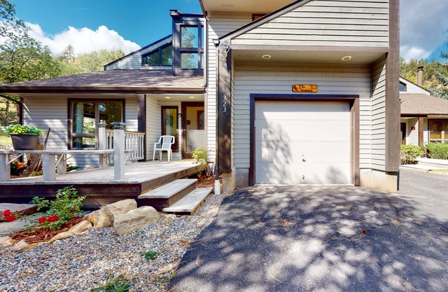 Dog-friendly townhome with mountain view, fireplace, patio, grill & W/D