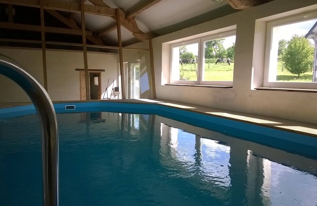Enjoy your heated pool at La Bellazière with family and friends!
