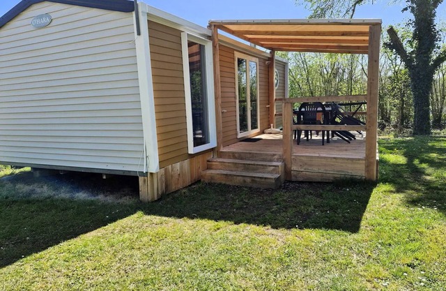 Flower Lake Camping * - Mobile home O'Hara 2 bedrooms, covered terrace + TV 4 people