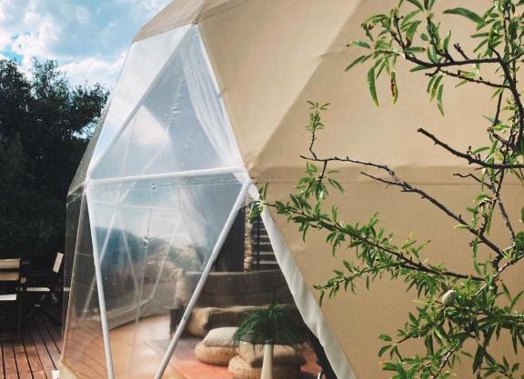 Glamping geodesic dome in secluded eco retreat