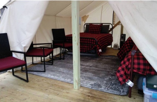 Glamping Wall Tent in a Cozy Forest Setting at Camp Rio