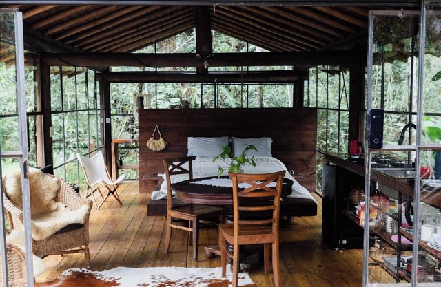 Glass Cabin surrounded by nature