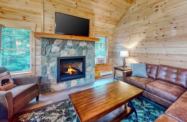 Gorgeous dog-friendly home with deck, hot tub, gas fireplace, & spectacular view