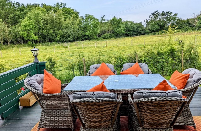 Gorgeous green log cabin at one with nature on Isle of Anglesey