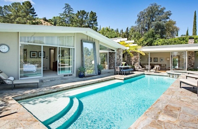 Gorgeous Hollywood Hills Mid-Century Modern Celebrity Gated Spa Estate w/Views