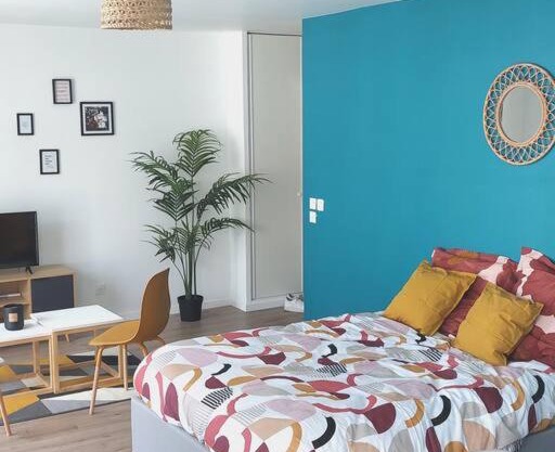 Grand studio moderne et cosy au pied du Tramway T4