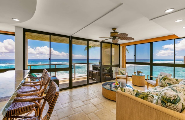 Kauai Vacation Rental - Kuhio Shores 319–Oceanfront, Sunset Views, A/C!