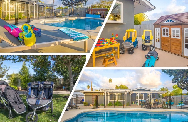 Kids paradise, FENCED HEATED POOL⭐️TOYS SPAJacuzzi SPLASH PAD plus cebtral AC