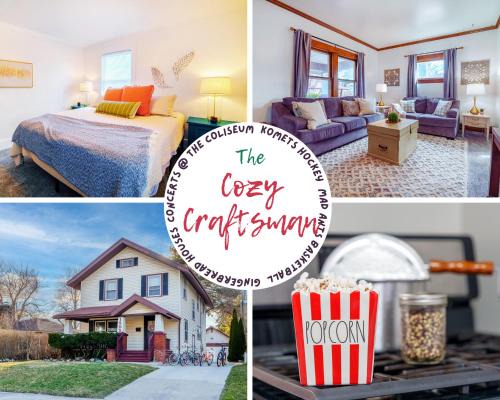 King Bed, 2 Full Baths, Large Deck, Free Bikes, 2 miles to Downtown & Sports Fieldhouse