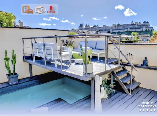 La Maison Blanche 5*, Piscine & vue Cité Médiévale