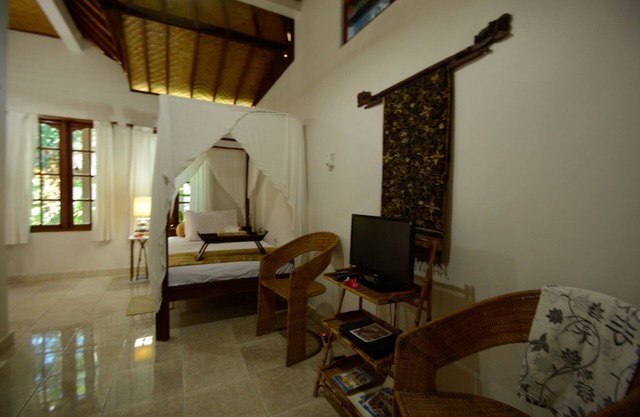 Large airy single room with garden temple view