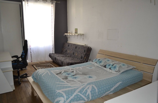 Large guest room with bed and sofa bed