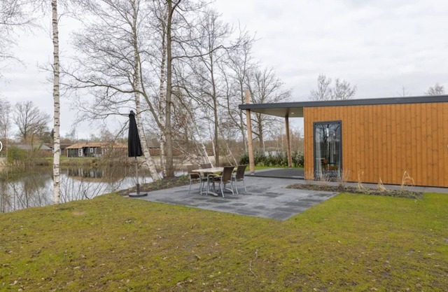 Lodge in a park on the edge of lake