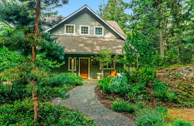 Lovely Orcas Island craftsman-style home in a serene setting with inviting deck