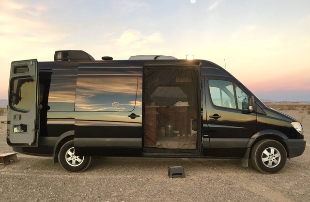 Luxury Limo Adventure Sprinter for unique Joshua Tree "Glamping" experience.
