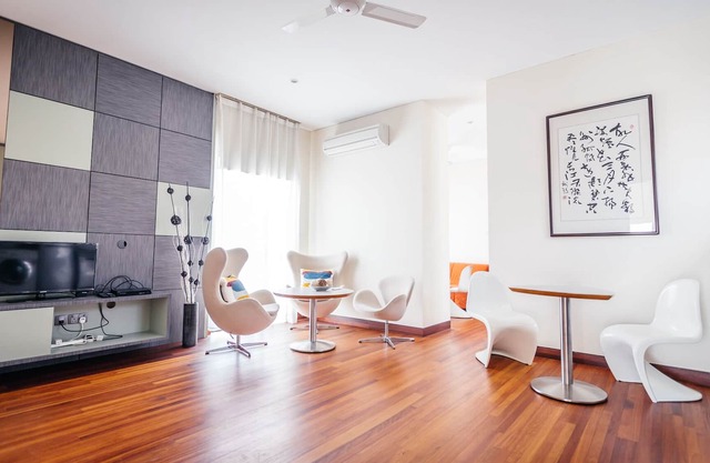 Modern & big private studio room at top floor with shared pool in bungalow