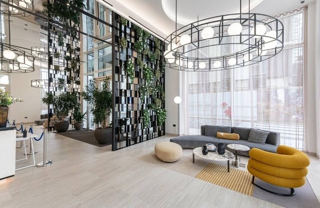 Modern bright one bedroom flat with balcony courtyard and residents’ club lounge