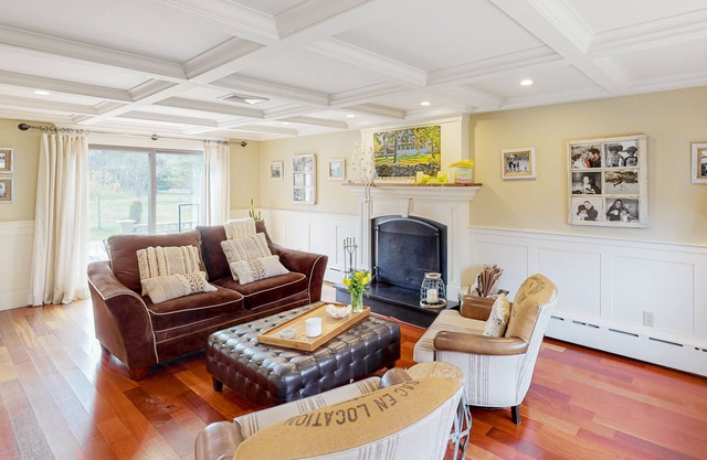 Modern colonial with fitness studio, ping-pong, fireplace, deck & firepit