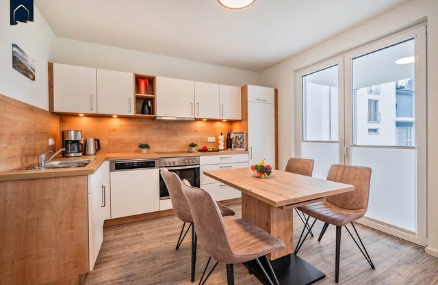 Modern vacation apartment on the Szczecin Lagoon with sauna & view of the countryside