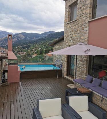 Mountain stone villa, sea & mountain view at 1150m