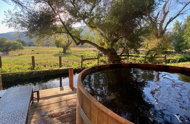 Mountain View: swimming hole and hot tub overlooking horse meadows