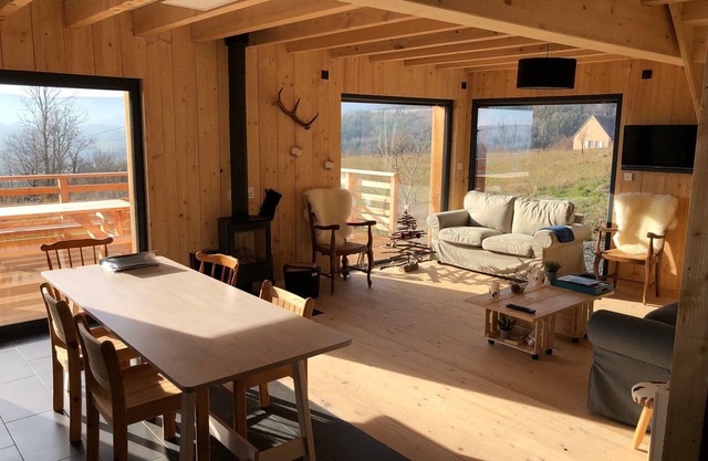 New chalet, overlooking the castle of Murol and Sancy