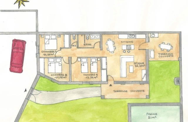 New fenced house, with HEATED POOL, private parking, disabled access