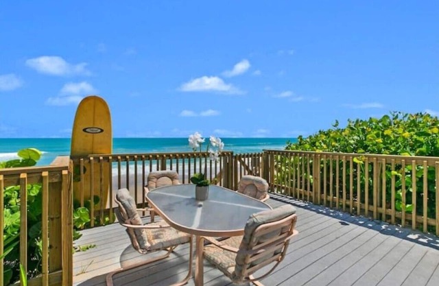 Oceanfront home with heated pool facing the beach