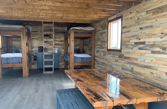 Open room cabin with recreation adjacent to beautiful box butte reservoir