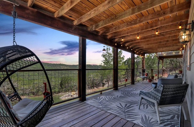 Painted Paradise Guest Suite | Romantic Hill Country Sunsets with a swimming poo