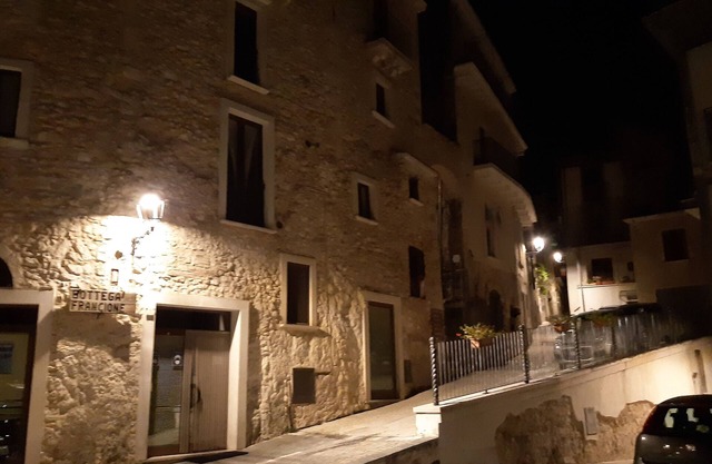 panoramic house in medieval village, in Majella National Park, mountain and sea