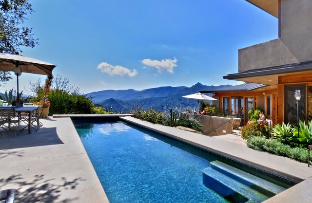 Panoramic mountain vista retreat surrounded by nature and Malibu beaches nearby.