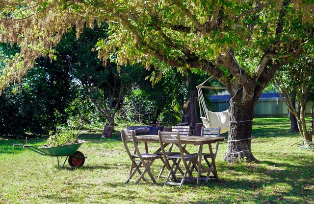 Peaceful Orange Retreat in Town with Idyllic Green Garden