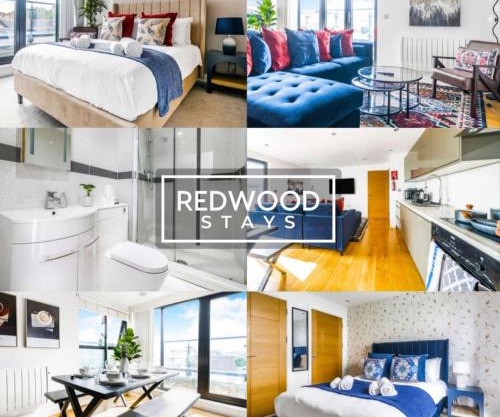 Penthouse Serviced Apartment in Camberley Town Centre with Free Parking, Free WiFi, Lift and Balcony Access By Redwood Stays