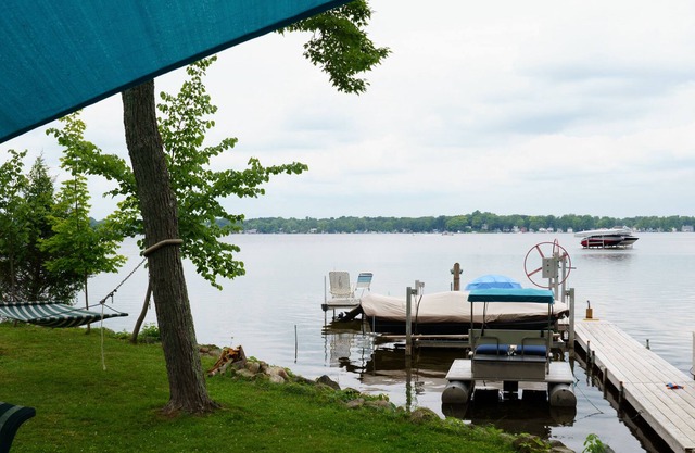 Portage Lake Waterfront Cottage with spectacular sunset views.