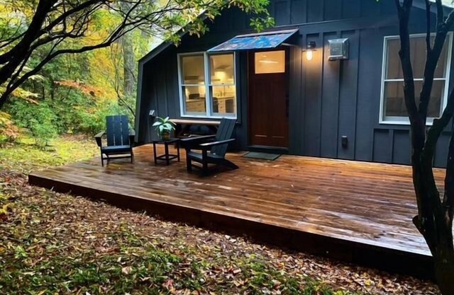 Private, Modern, Unique freestanding fireplace, Outdoor seating