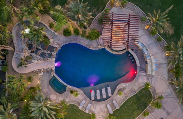 Privately Gated 2.3 Acre, Tuscan Villa Resort Property, View, pool and12' Slide!