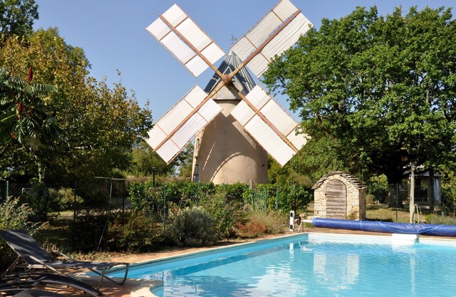 Property 2 stone towers large shady enclosed garden with large swimming pool