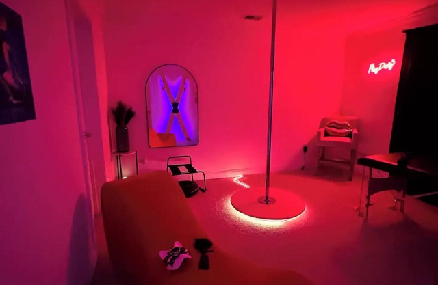 Red room in Charlotte, themed house for adults