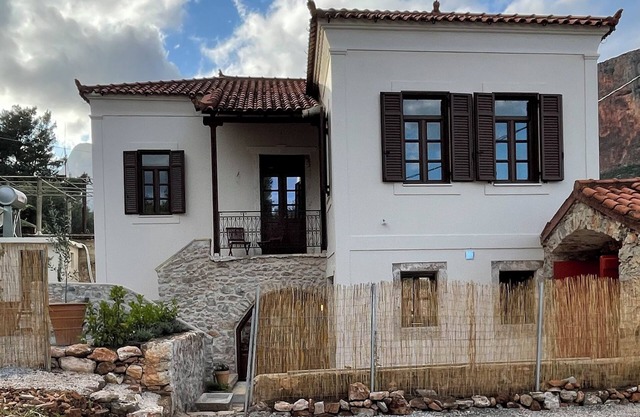 Restored traditional stone villa in Leonidio, close to beach with mountain view!