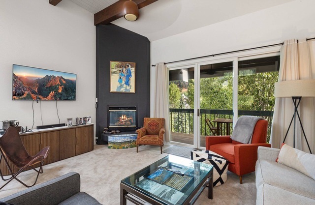 Riverside Condo with Mountain and Town views and updated furnishings.