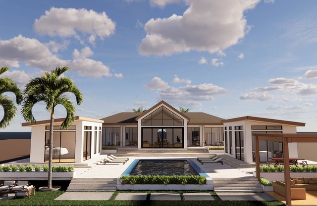 Sandcliffe Villa, - New 6,000 SQFT. Villa, Close to airport & Town w/enclosed poolside kitchen!